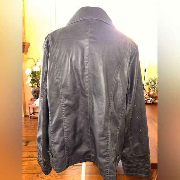 Beverly Hills Polo Club Faux Leather Moto Biker Jacket. Studded Navy. Size 3X - Picture 3 of 7